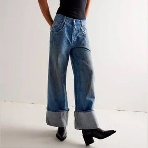 We the Free Final Countdown Low Rise Mudslide Wide Leg Cuffed Boyfriend Jeans 27